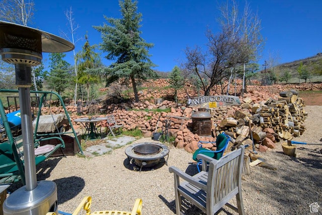 4851 E Lake Creek Rd, Heber City, UT 84032 - view of yard with an outdoor fire pit
