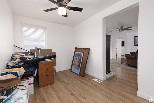 463 E Main St, Salina, UT 84654 - office area with baseboards, a ceiling fan, light wood-style flooring, and visible vents