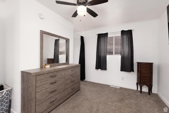 463 E Main St, Salina, UT 84654 - bedroom with carpet floors, baseboards, ceiling fan, and visible vents