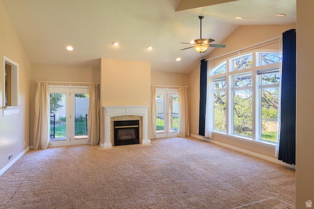 724 E 3230 N, Provo, UT 84604 - unfurnished living room featuring ceiling fan, a fireplace, baseboards, carpet flooring, and recessed lighting