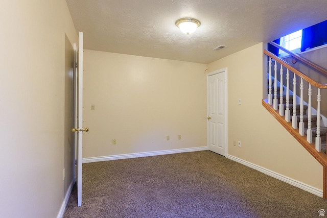 724 E 3230 N, Provo, UT 84604 - carpeted spare room with a textured ceiling, visible vents, baseboards, and stairway