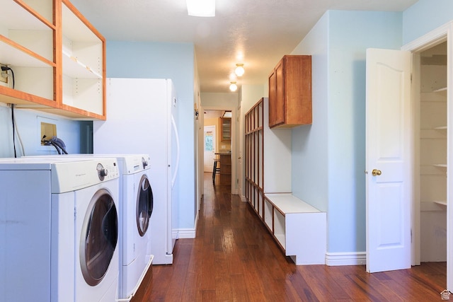 724 E 3230 N, Provo, UT 84604 - clothes washing area with independent washer and dryer, baseboards, and dark wood-style floors