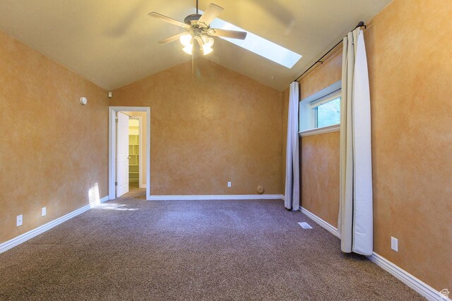 724 E 3230 N, Provo, UT 84604 - carpeted spare room with ceiling fan, visible vents, and vaulted ceiling with skylight