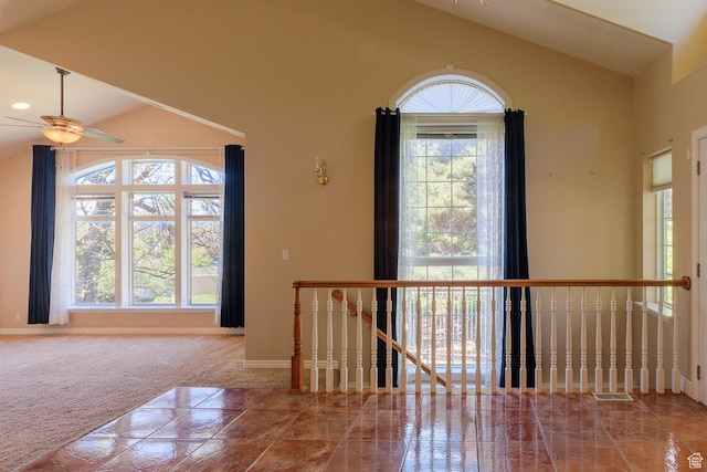 724 E 3230 N, Provo, UT 84604 - carpeted entrance foyer featuring baseboards, ceiling fan, lofted ceiling, and a wealth of natural light