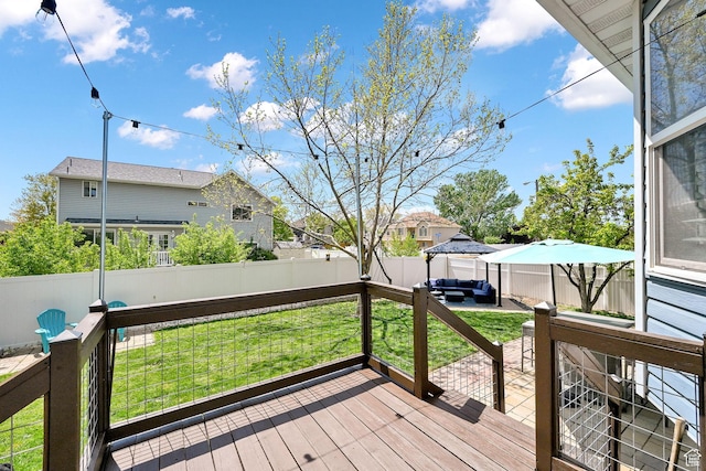 267 W 1600 N, Layton, UT 84041 - deck featuring an outdoor hangout area, a gazebo, a lawn, and a fenced backyard