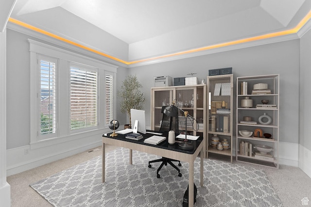359 E 680 N, Lindon, UT 84042 - office with carpet, vaulted ceiling, and a raised ceiling