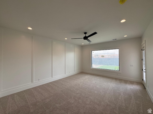 5269 W 2040 S, Hurricane, UT 84737 - spare room featuring light carpet, recessed lighting, a ceiling fan, baseboards, and visible vents