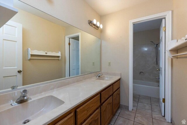 623 E 160 S, St George, UT 84770 - full bathroom featuring double vanity, tile patterned floors, shower / tub combination, and a sink