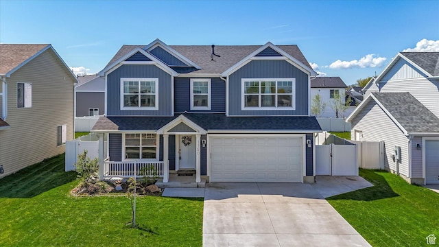 1150 W 200 S, Logan, UT 84321 - view of front of home with fence, board and batten siding, an attached garage, and a porch