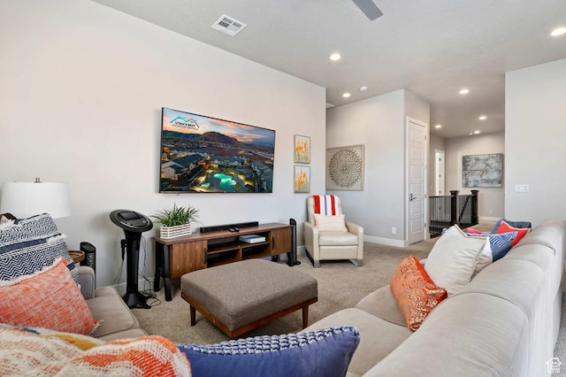 2600 Ocotillo Way Unit 31, Santa Clara, UT 84765 - carpeted living area featuring recessed lighting, baseboards, and a ceiling fan