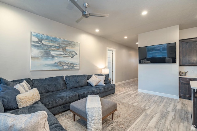 2600 Ocotillo Way Unit 31, Santa Clara, UT 84765 - living area with light wood finished floors, recessed lighting, ceiling fan, and baseboards