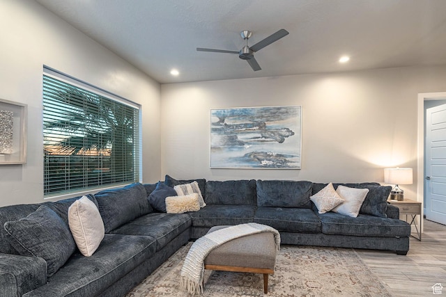 2600 Ocotillo Way Unit 31, Santa Clara, UT 84765 - living area featuring wood finished floors, a ceiling fan, and recessed lighting