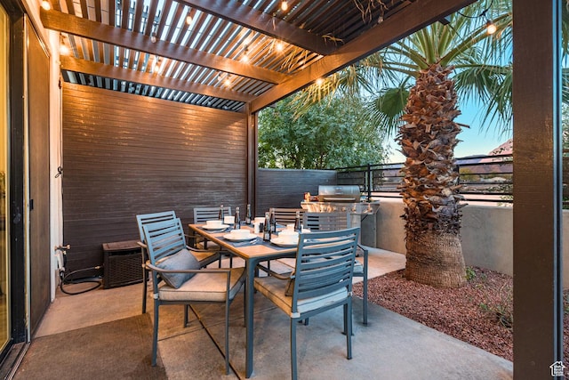 2600 Ocotillo Way Unit 31, Santa Clara, UT 84765 - view of patio featuring outdoor dining space, exterior kitchen, a pergola, fence, and a grill