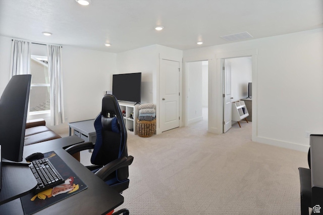3030 S 400 W, Nibley, UT 84321 - home office featuring recessed lighting, baseboards, and light colored carpet