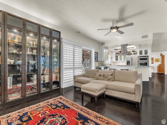 799 Northpoint Ct, Salt Lake City, UT 84103 - living area featuring ceiling fan and dark wood-style flooring