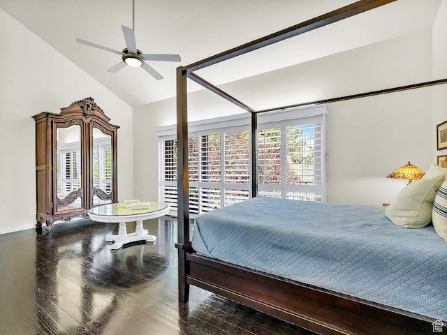 799 Northpoint Ct, Salt Lake City, UT 84103 - bedroom with wood finished floors, lofted ceiling, and ceiling fan