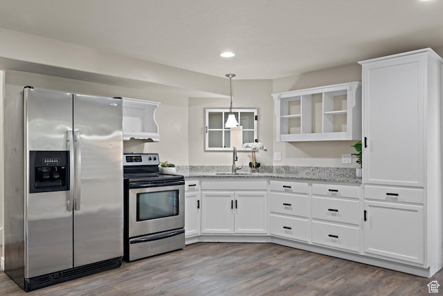 927 S Iris Ln W, Mapleton, UT 84664 - kitchen featuring open shelves, a sink, white cabinetry, and stainless steel appliances