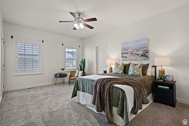 927 S Iris Ln W, Mapleton, UT 84664 - carpeted bedroom featuring baseboards, ceiling fan, and visible vents