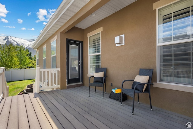 927 S Iris Ln W, Mapleton, UT 84664 - wooden deck featuring a mountain view and fence