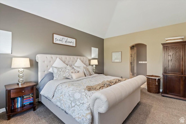 2077 E Genova Dr S, Draper, UT 84020 - carpeted bedroom with arched walkways and vaulted ceiling