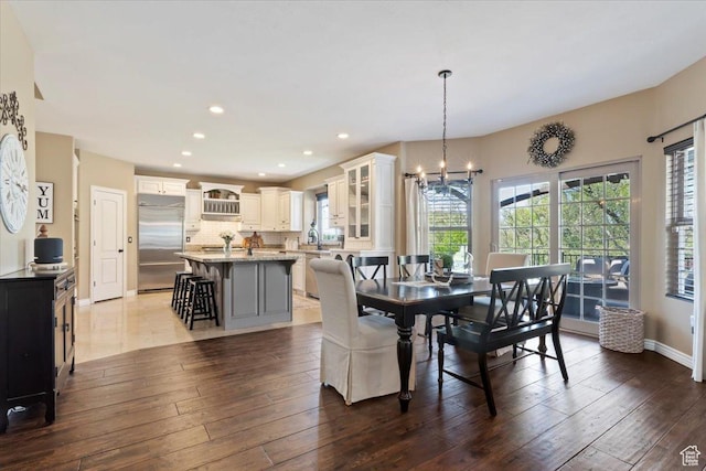 2077 E Genova Dr S, Draper, UT 84020 - dining room with recessed lighting, dark wood-style flooring, and a notable chandelier