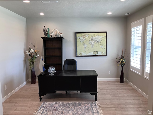 1831 S 2525 W Unit 103, West Haven, UT 84401 - office area with light wood-style floors, baseboards, recessed lighting, and a textured ceiling