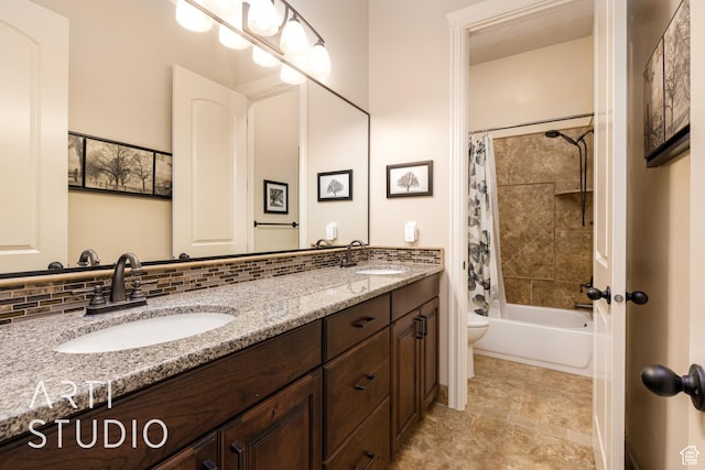 415 W Silver Hills Rd, Leeds, UT 84746 - bathroom with toilet, shower / bath combo, double vanity, and a sink