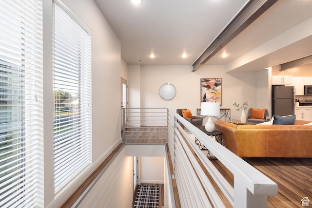 1602 E 3300 S, Millcreek, UT 84106 - hallway with recessed lighting, wood finished floors, and an upstairs landing