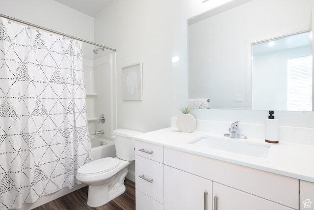 1602 E 3300 S, Millcreek, UT 84106 - full bath with vanity, toilet, wood finished floors, and shower / tub combo with curtain