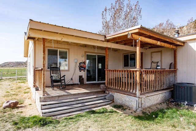 24517 W Rock Creek Rd, Duchesne, UT 84021 - back of house with fence, central AC, and a deck