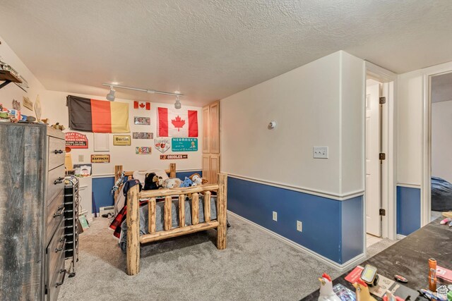 1253 Oakridge Ln, Bountiful, UT 84010 - carpeted bedroom with track lighting and a textured ceiling