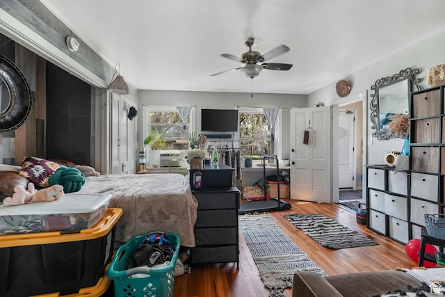 827 E 100 S, Salt Lake City, UT 84102 - bedroom with ceiling fan and wood finished floors
