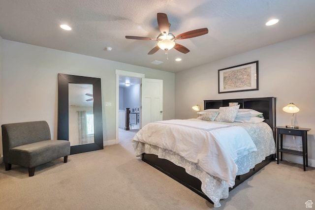 494 N 300 E, American Fork, UT 84003 - bedroom featuring recessed lighting, baseboards, light carpet, and a ceiling fan