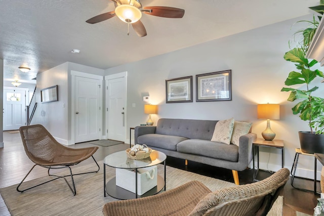 494 N 300 E, American Fork, UT 84003 - living area with a ceiling fan, baseboards, and wood finished floors