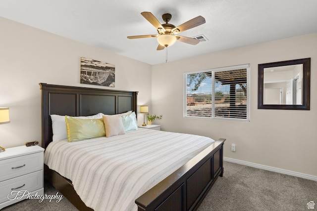 186 N 870 W, Hurricane, UT 84737 - bedroom with carpet floors, baseboards, ceiling fan, and visible vents