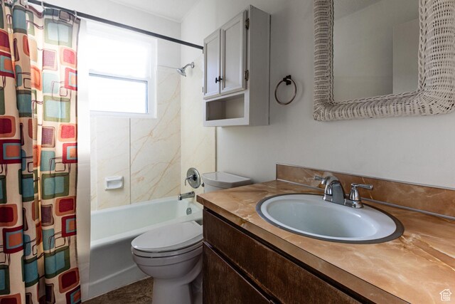 5952 S 2550 W, Roy, UT 84067 - full bath featuring toilet, shower / bathtub combination with curtain, and vanity