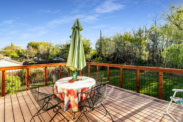 5952 S 2550 W, Roy, UT 84067 - wooden terrace featuring outdoor dining area