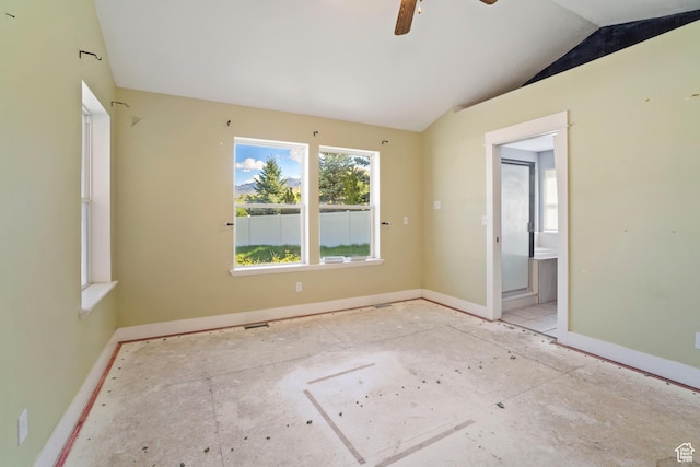 220 N 810 E, Smithfield, UT 84335 - empty room with a ceiling fan, baseboards, and vaulted ceiling