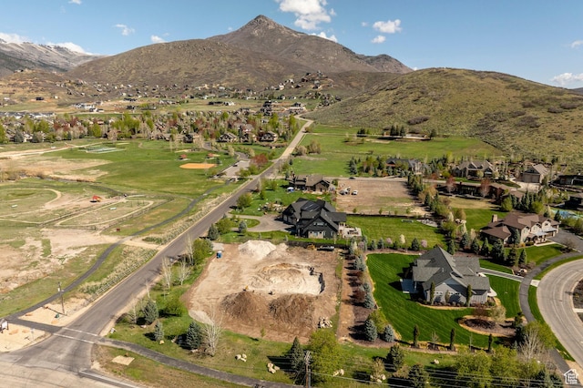 aerial view with a residential view and a mountain view