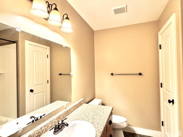 848 N Cooley St W, Grantsville, UT 84029 - bathroom featuring visible vents, vanity, toilet, baseboards, and tile patterned floors