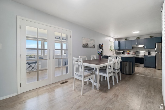 9968 S Blossom Dr, Sandy, UT 84092 - dining space featuring light wood-type flooring, plenty of natural light, and french doors