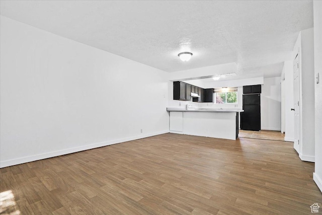 218 E Julie Anna Dr, Sandy, UT 84070 - unfurnished living room with baseboards, light wood-type flooring, and a textured ceiling