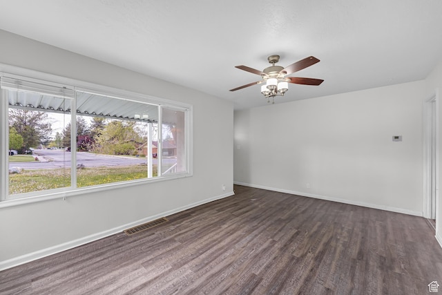 605 E 700 N, Pleasant Grove, UT 84062 - empty room featuring visible vents, a ceiling fan, baseboards, and wood finished floors
