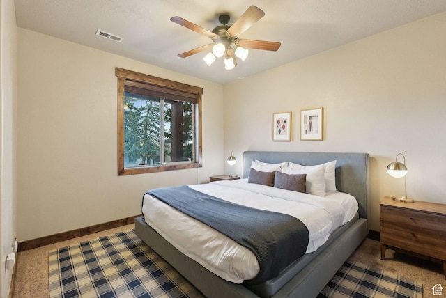 210 Parkview Dr, Summit Park, UT 84098 - carpeted bedroom with baseboards, a ceiling fan, and visible vents