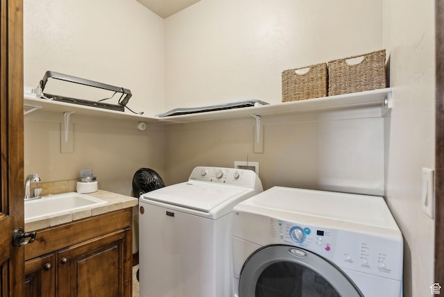 210 Parkview Dr, Summit Park, UT 84098 - laundry room featuring a sink, separate washer and dryer, and cabinet space