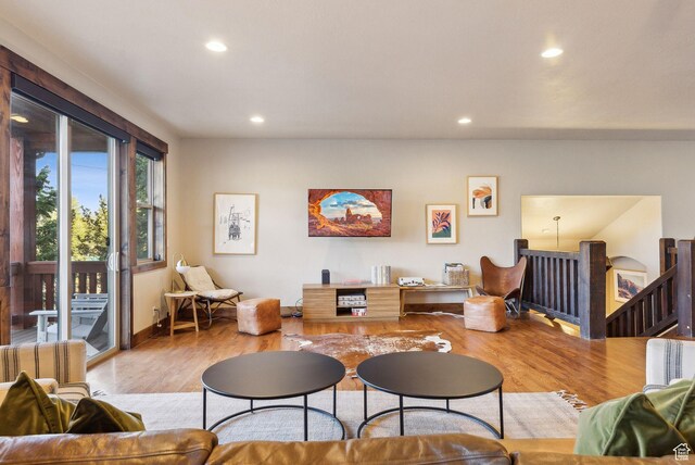 210 Parkview Dr, Summit Park, UT 84098 - living room featuring recessed lighting, baseboards, and wood finished floors