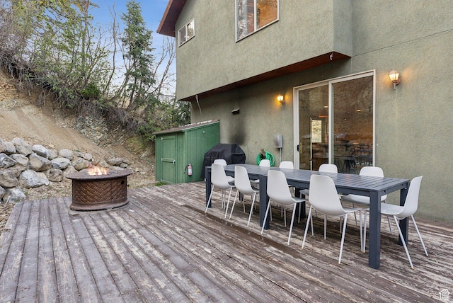 210 Parkview Dr, Summit Park, UT 84098 - wooden deck with a fire pit, grilling area, and outdoor dining space