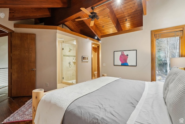1386 Pinnacle Dr Unit 82, Park City, UT 84060 - bedroom with hardwood / wood-style floors, wood ceiling, and connected bathroom