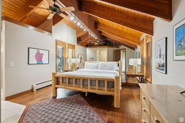 1386 Pinnacle Dr Unit 82, Park City, UT 84060 - bedroom with a baseboard heating unit, wooden ceiling, and wood finished floors