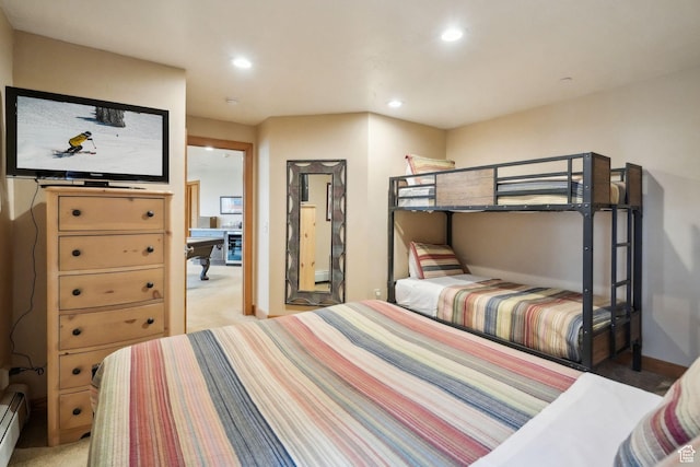 1386 Pinnacle Dr Unit 82, Park City, UT 84060 - bedroom featuring recessed lighting, light colored carpet, and a baseboard radiator